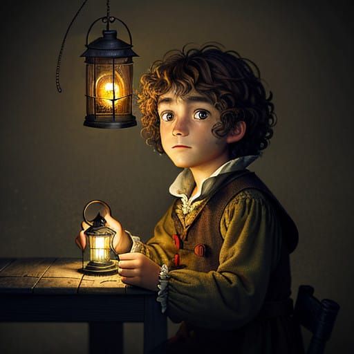 Whimsical Boy in Dreamlike Scene