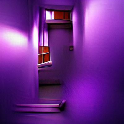 Minimalist Hallway in Dreamy Purple Light