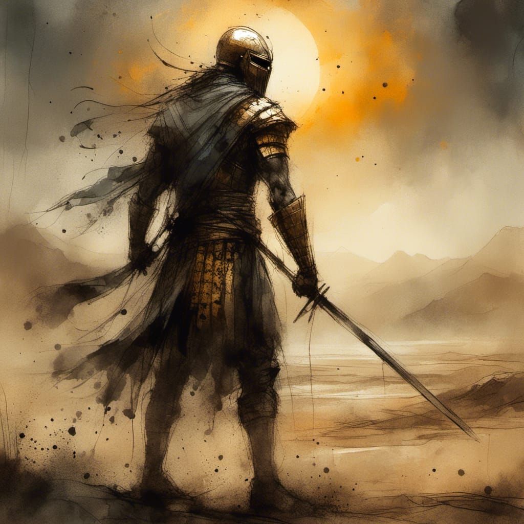 Scorpion King in Golden Armor, Oil Painting Style