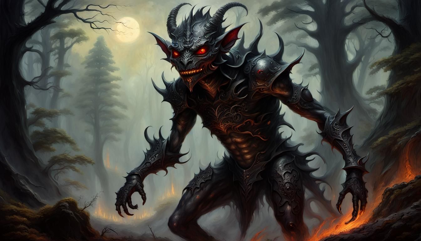 Scary Kobold Demon in Ethereal Oil Painting Style