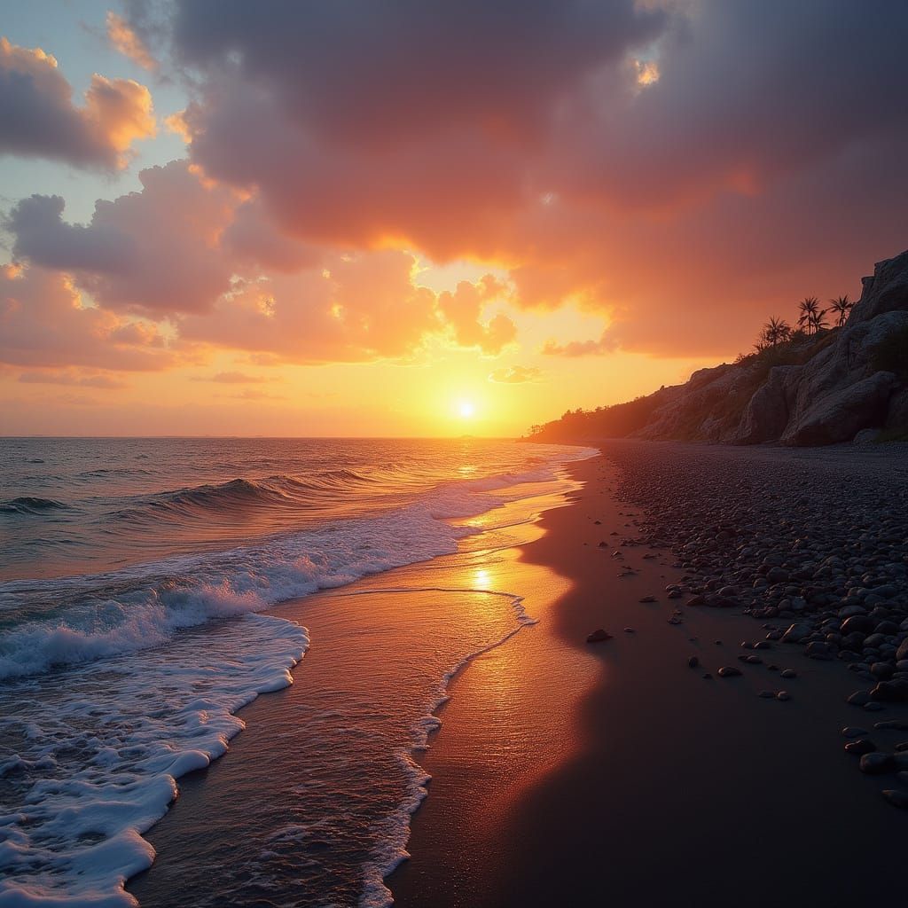 Picturesque Sunset Along the Shoreline