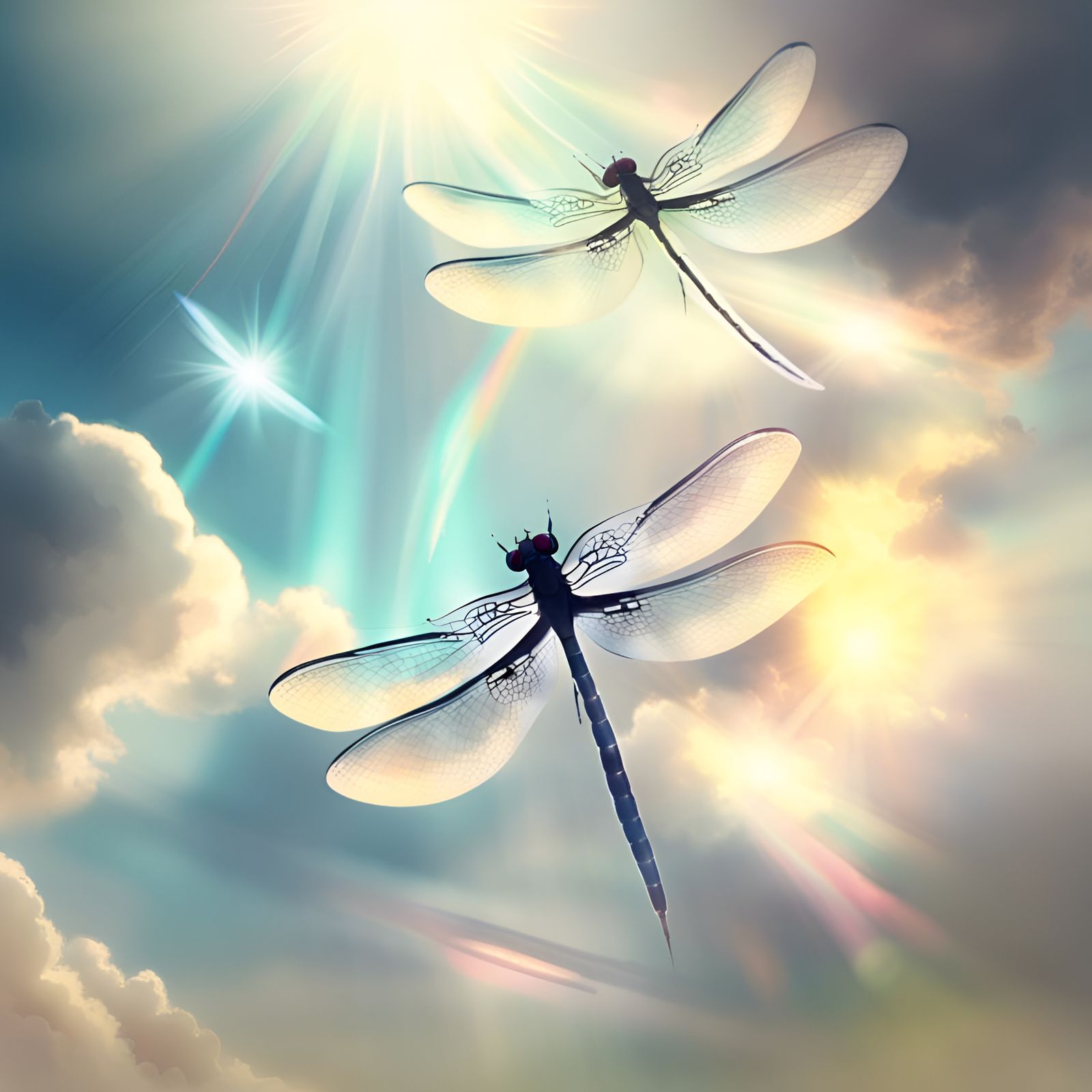 Dragonflies in Divine Sunlight