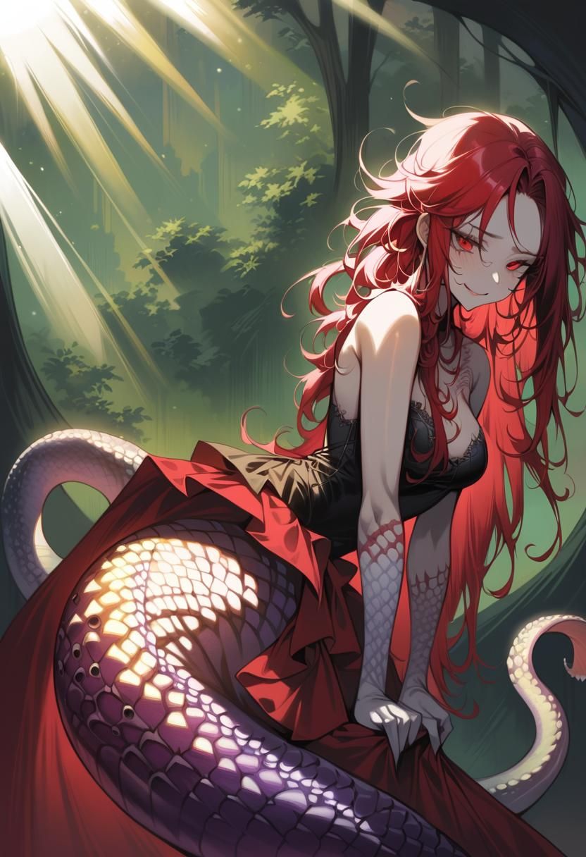 Enchanting Lamia in Fantasy Village, Impressionistic Manga A...