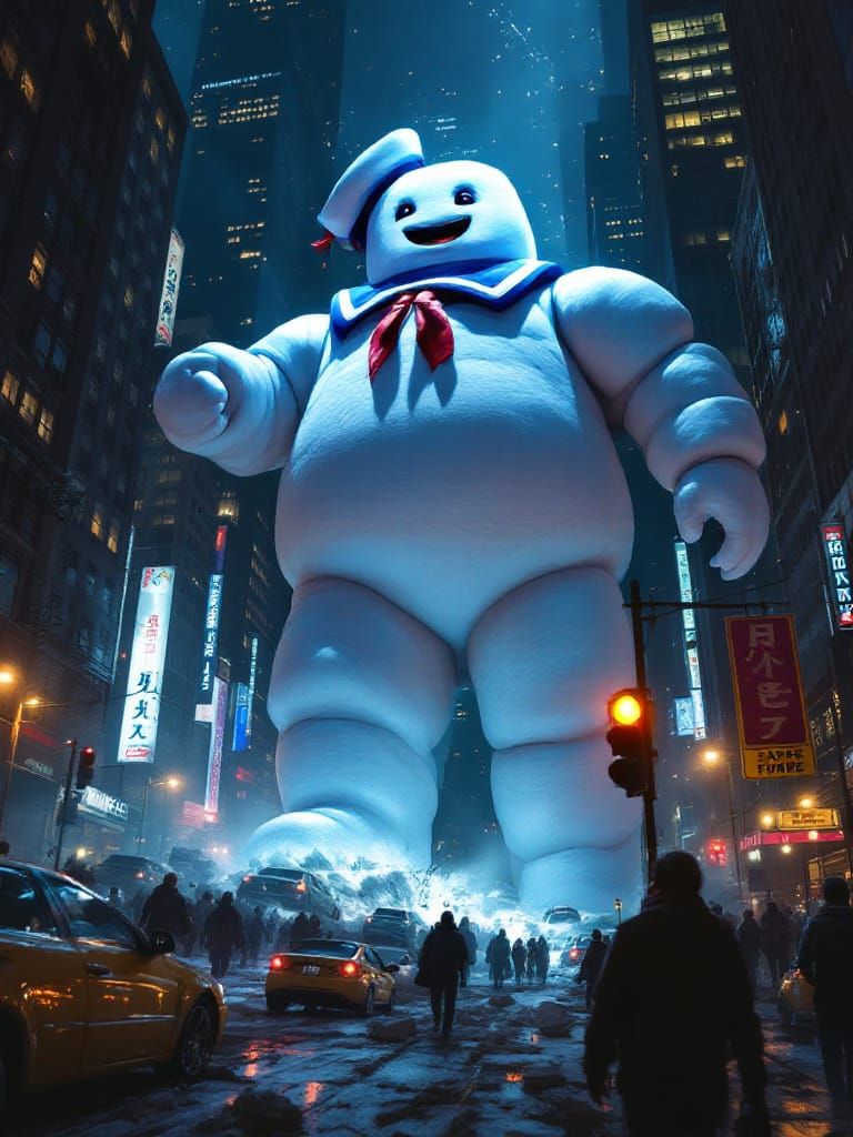 Giant Marshmallow Man Attacks Manhattan Skyscrapers