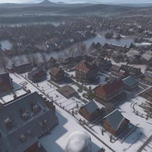 Winter Harbor Town Square in 3D