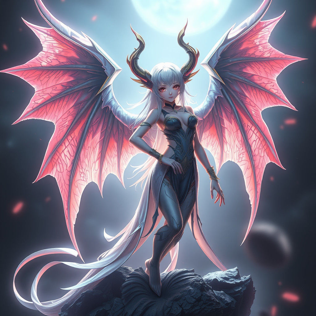 Nyx with Dragon Wings: 3D Anime Art