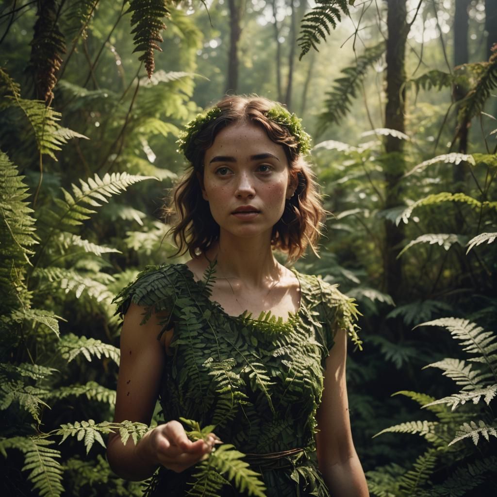 Girl with Fern Dress in Cinematic Lighting