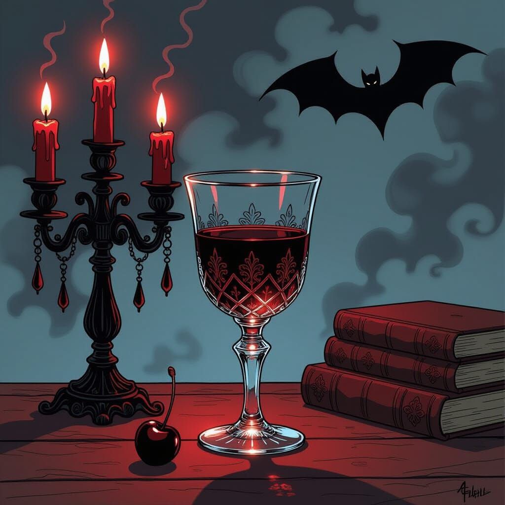 Gothic Goblet Still Life in Manga/Anime Style