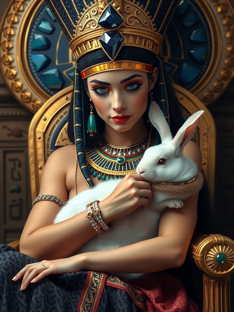 Ancient Egyptian Queen with Golden Rabbit