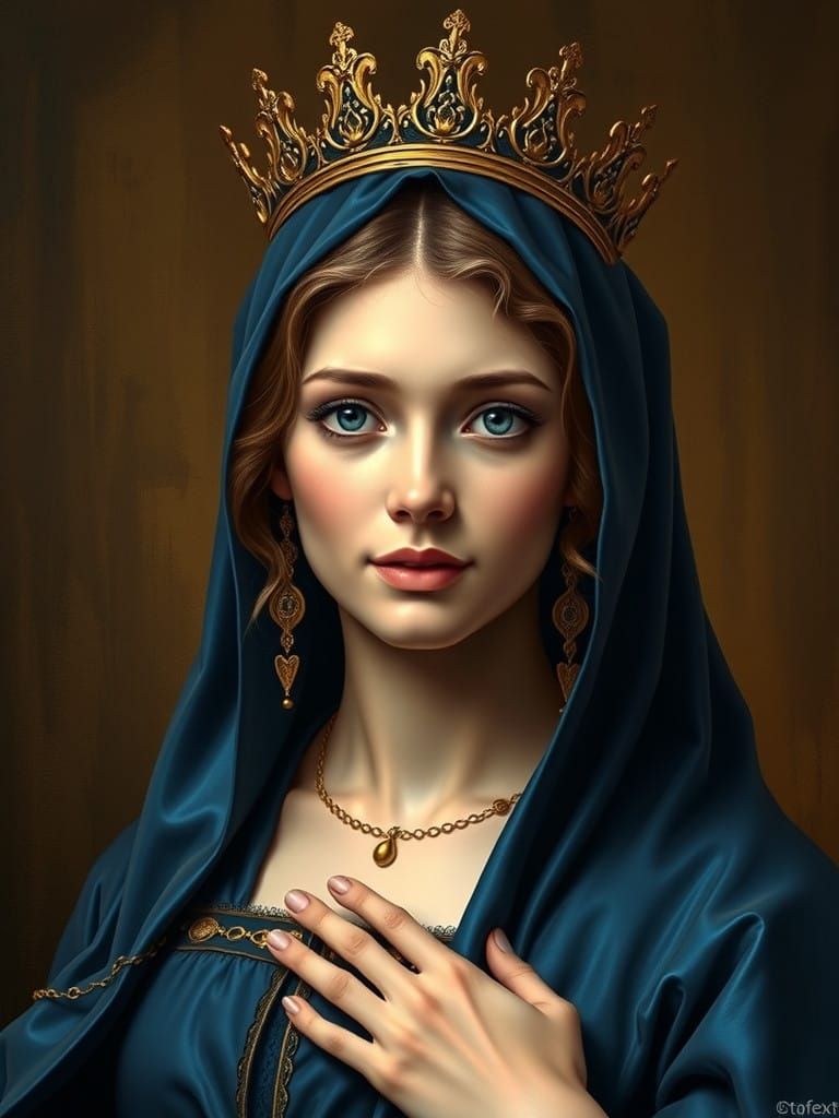 Regal Lady in Blue Robes