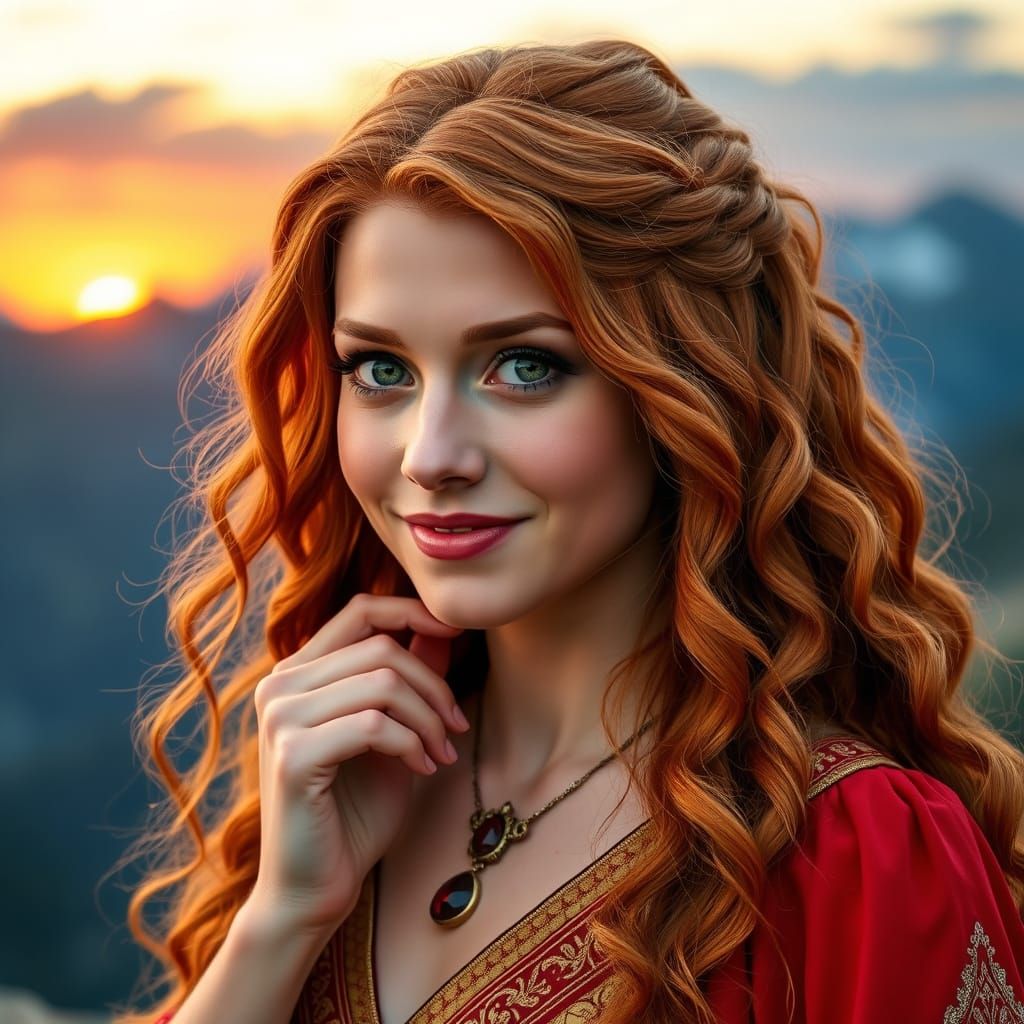 Norse Goddess in Sunset Glow