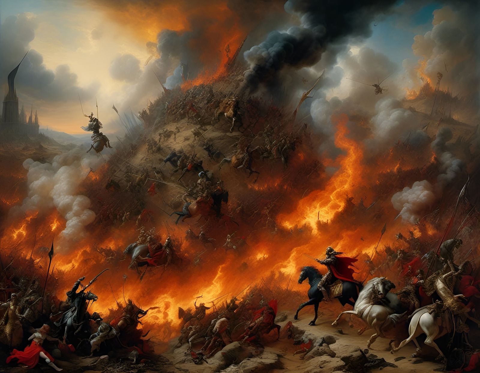 Aetherpunk Warrior Charges Across Scorched Battlefield
