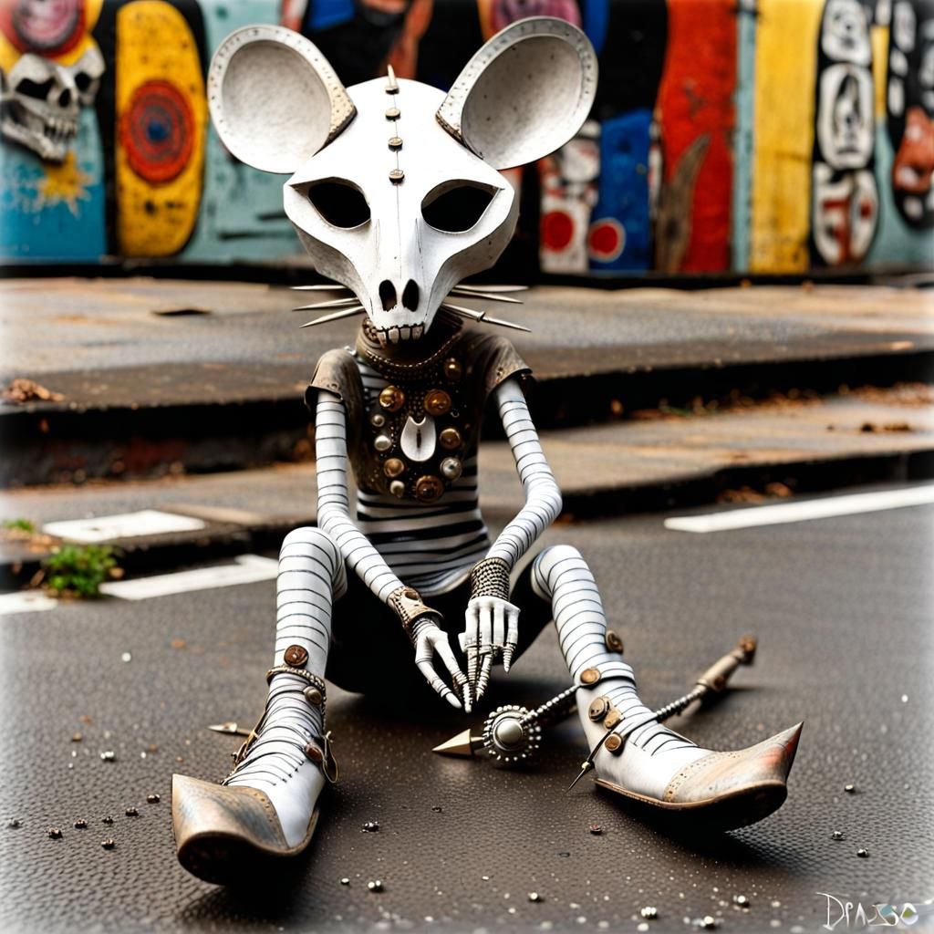 Antique Japanese Rat Puppet Sculpture