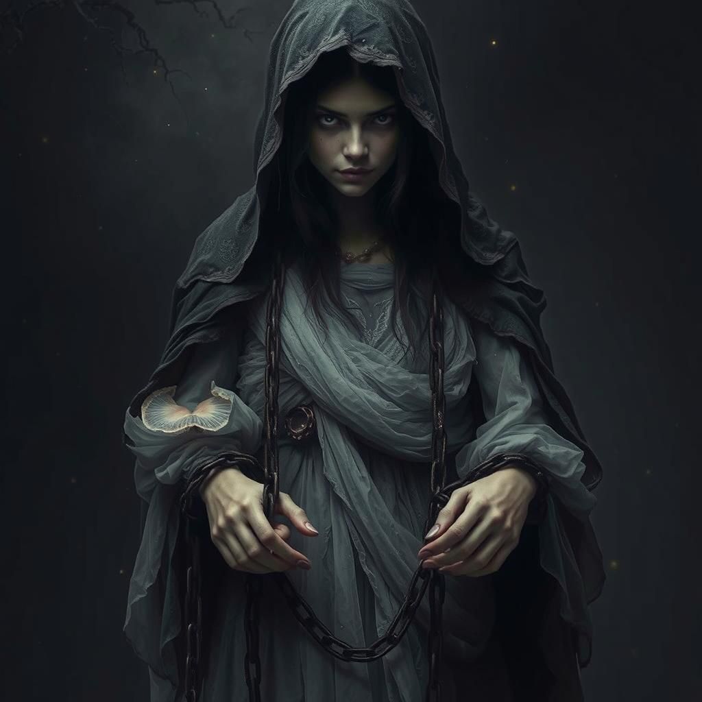 Ethereal Ghost Figure in Graveyard Scene