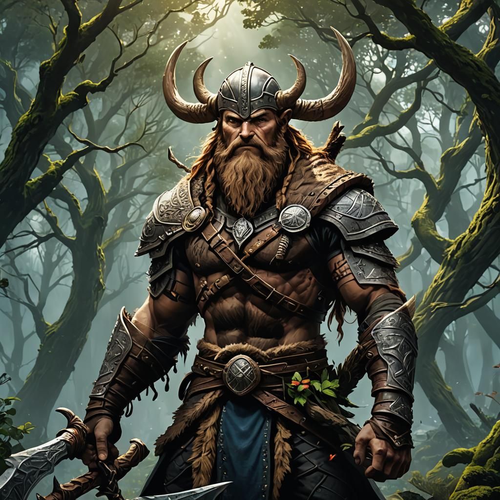Mythological Viking Portrait as Digital Art