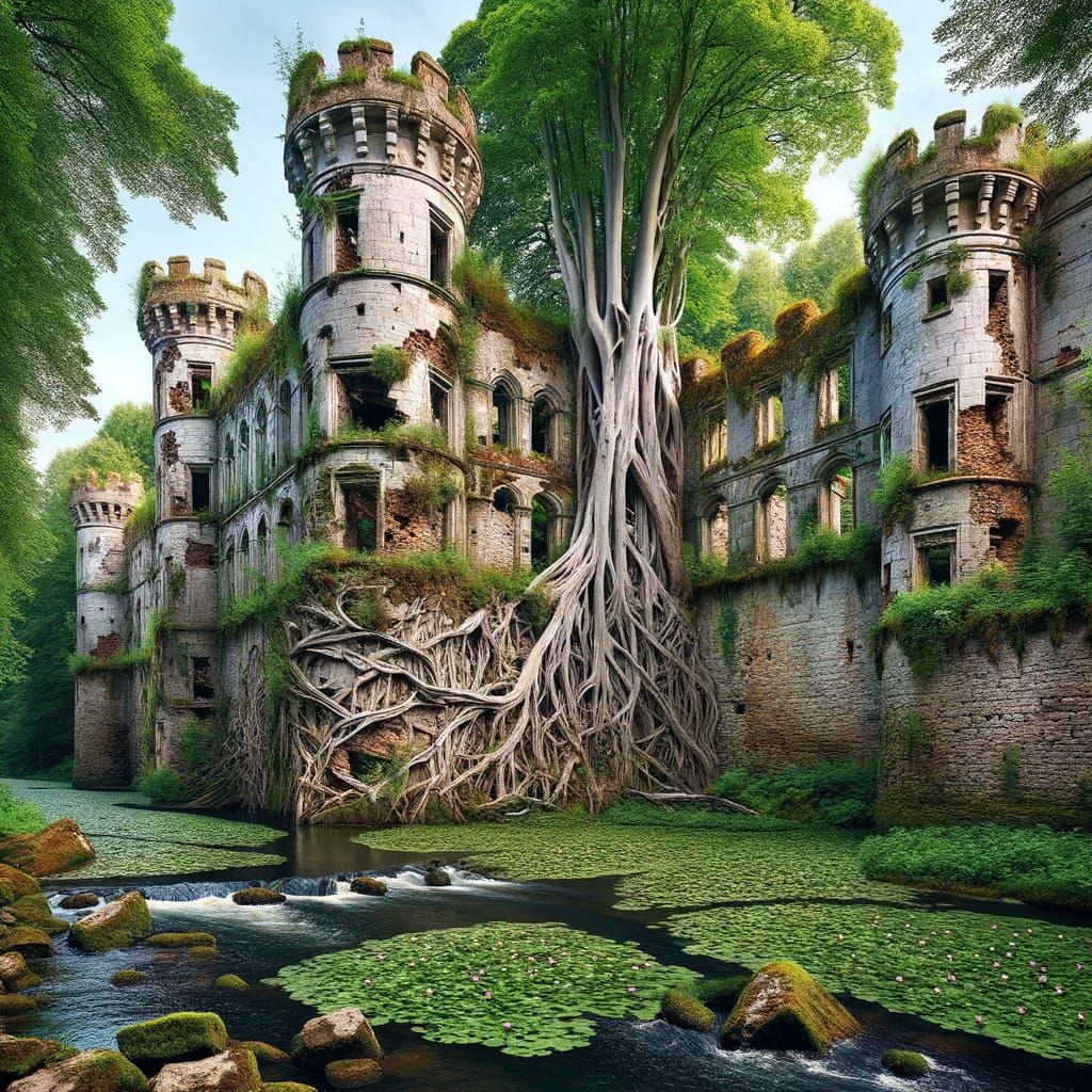 Nature Reclaims Ornate Castle Ruins