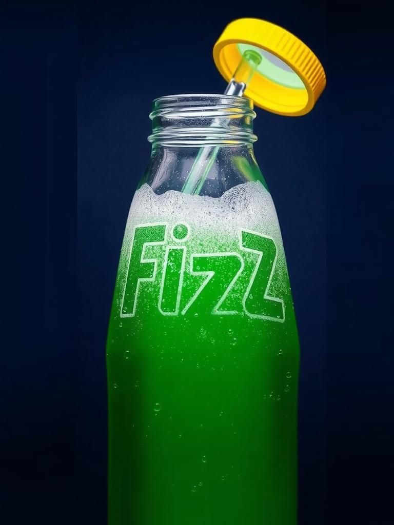 Fizzy Soda Bottle with Word FIZZ