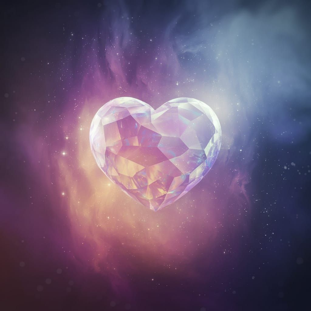 Ethereal Heart Crystal in Cosmic Nebulae