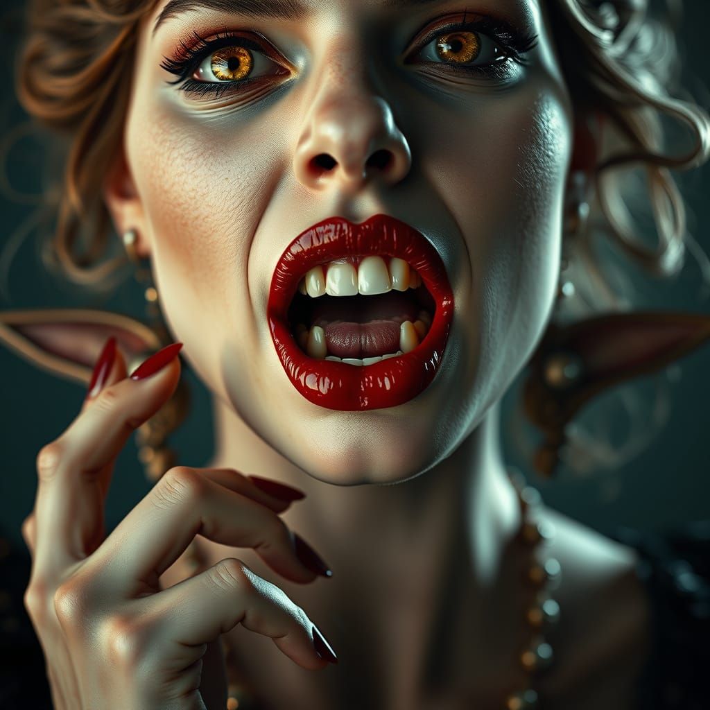 Ethereal Goddess with Macabre Features in Cinematic Style