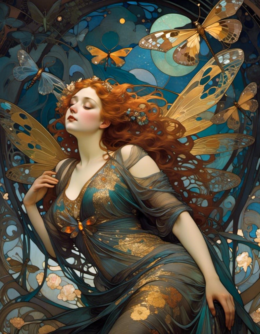 <lora:Art Nouveau:1.0> BEAUTIFUL plus size curvy woman with ...