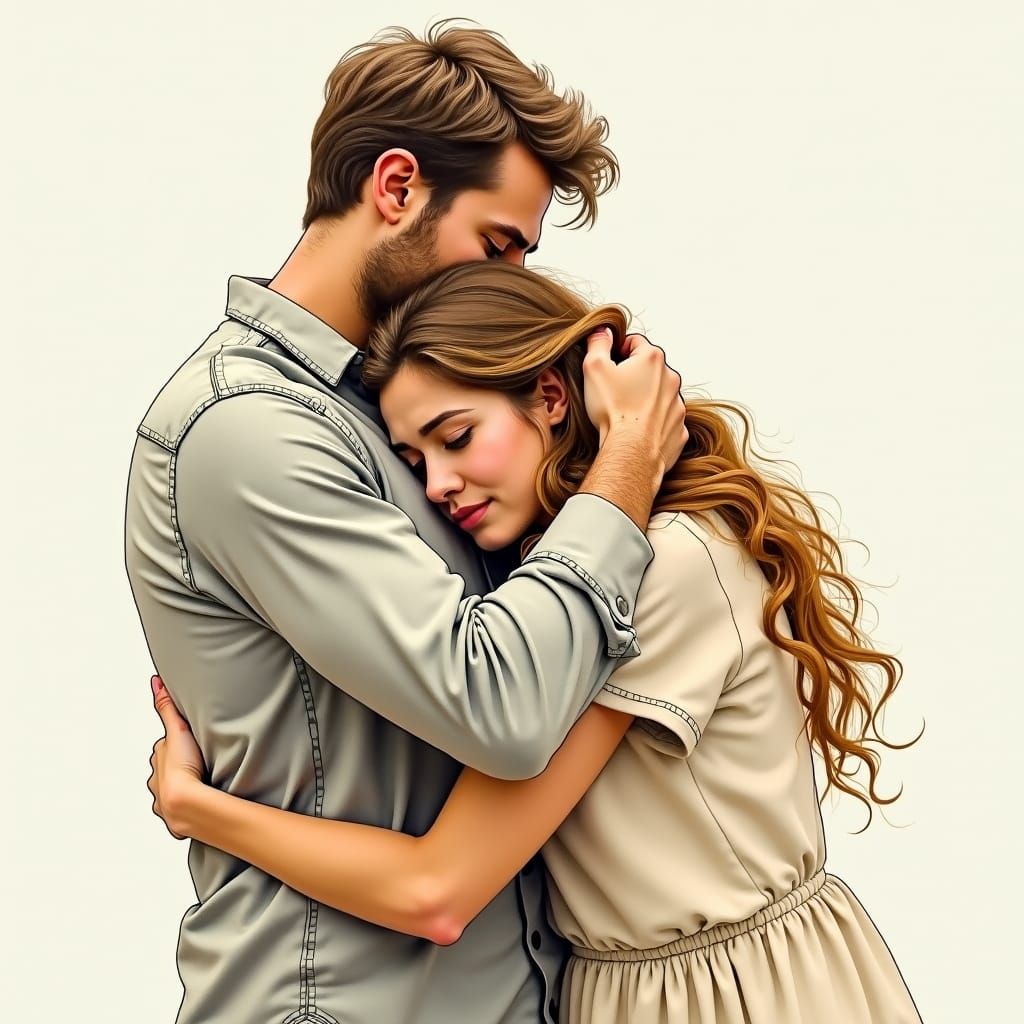 Comforting Embrace in Watercolour Style