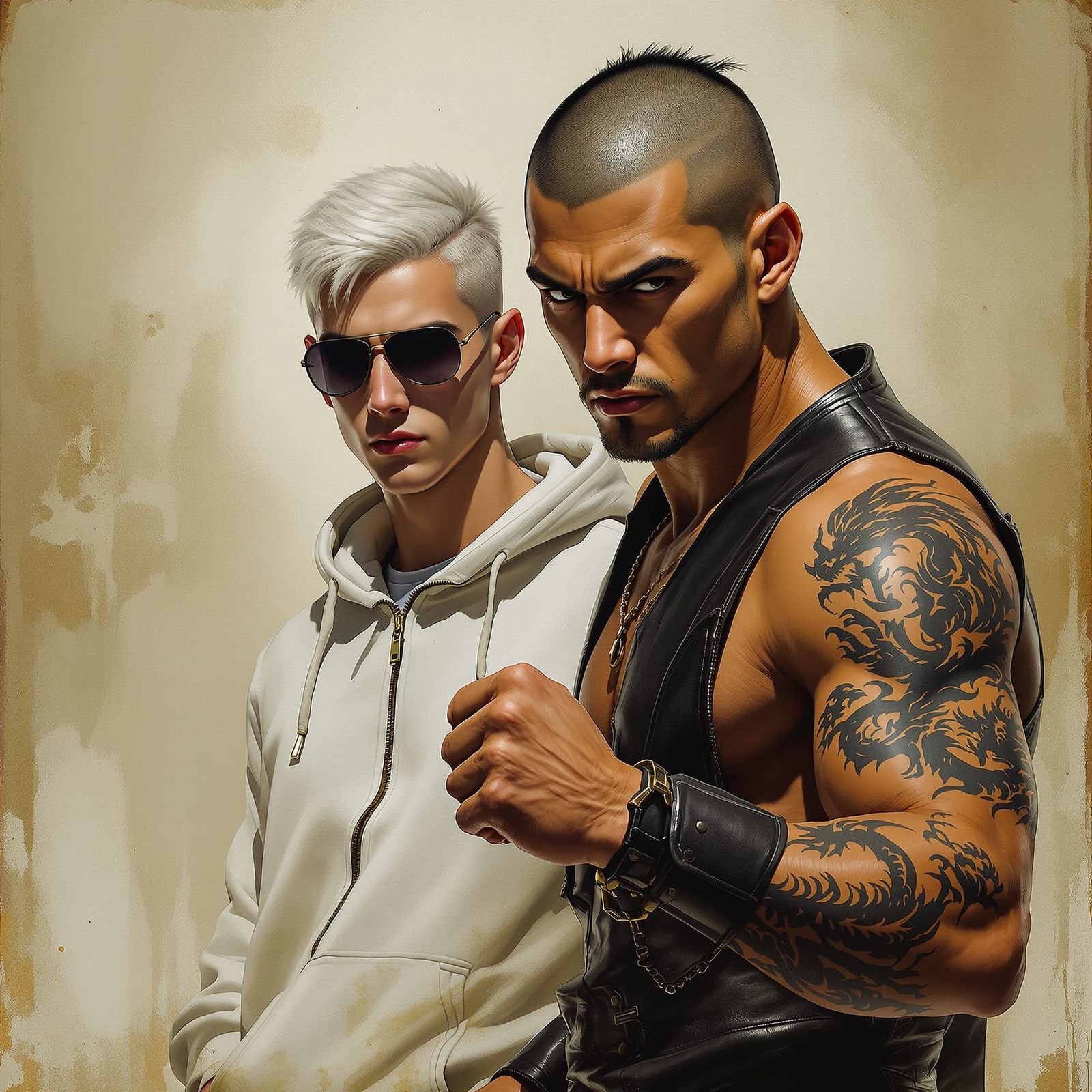 Asian Warrior and Ally in Dark Fantasy Concept Art