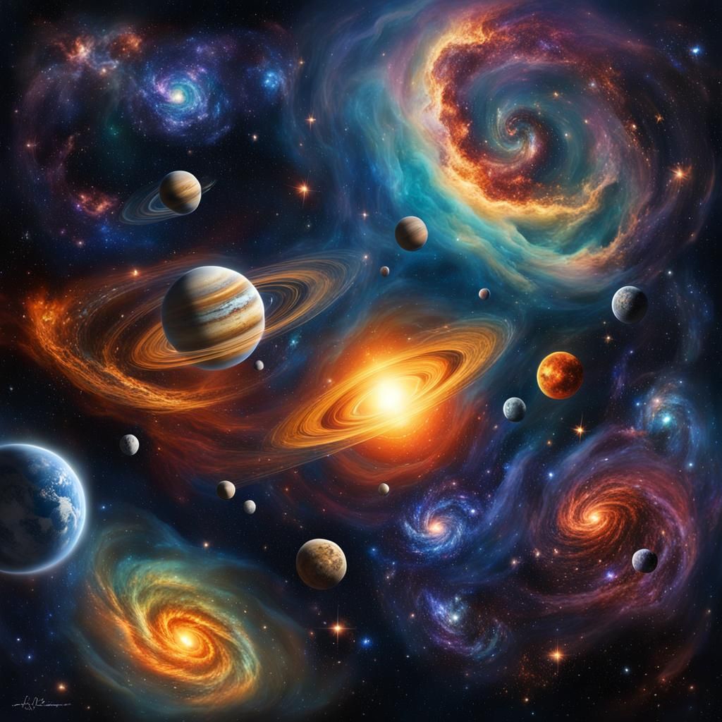 Vibrant Cosmic Tapestry: A Fantastical Space Painting