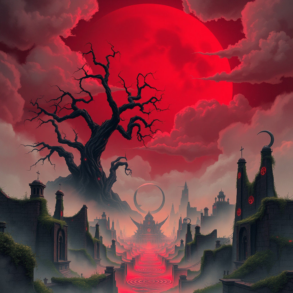 Eerie Alien Planet with Gothic Ruins