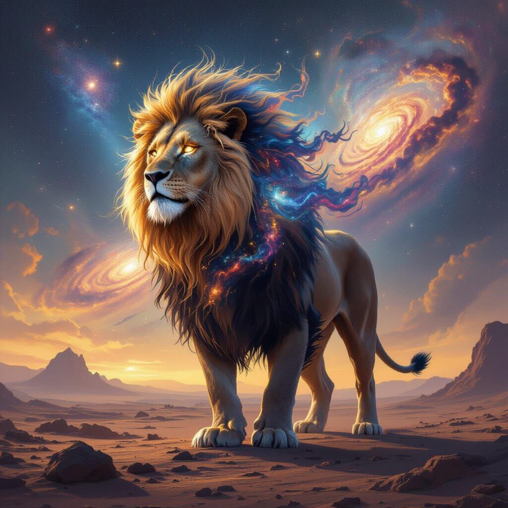 Cosmic Lion on Alien Planet, Nebula Mane