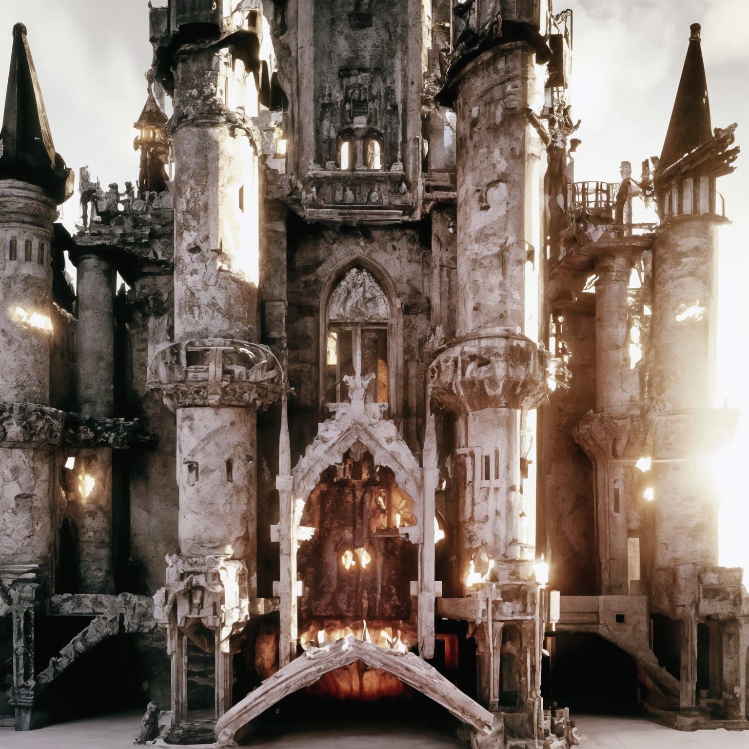 Otherworldly Intricate Castle with Dramatic Lighting