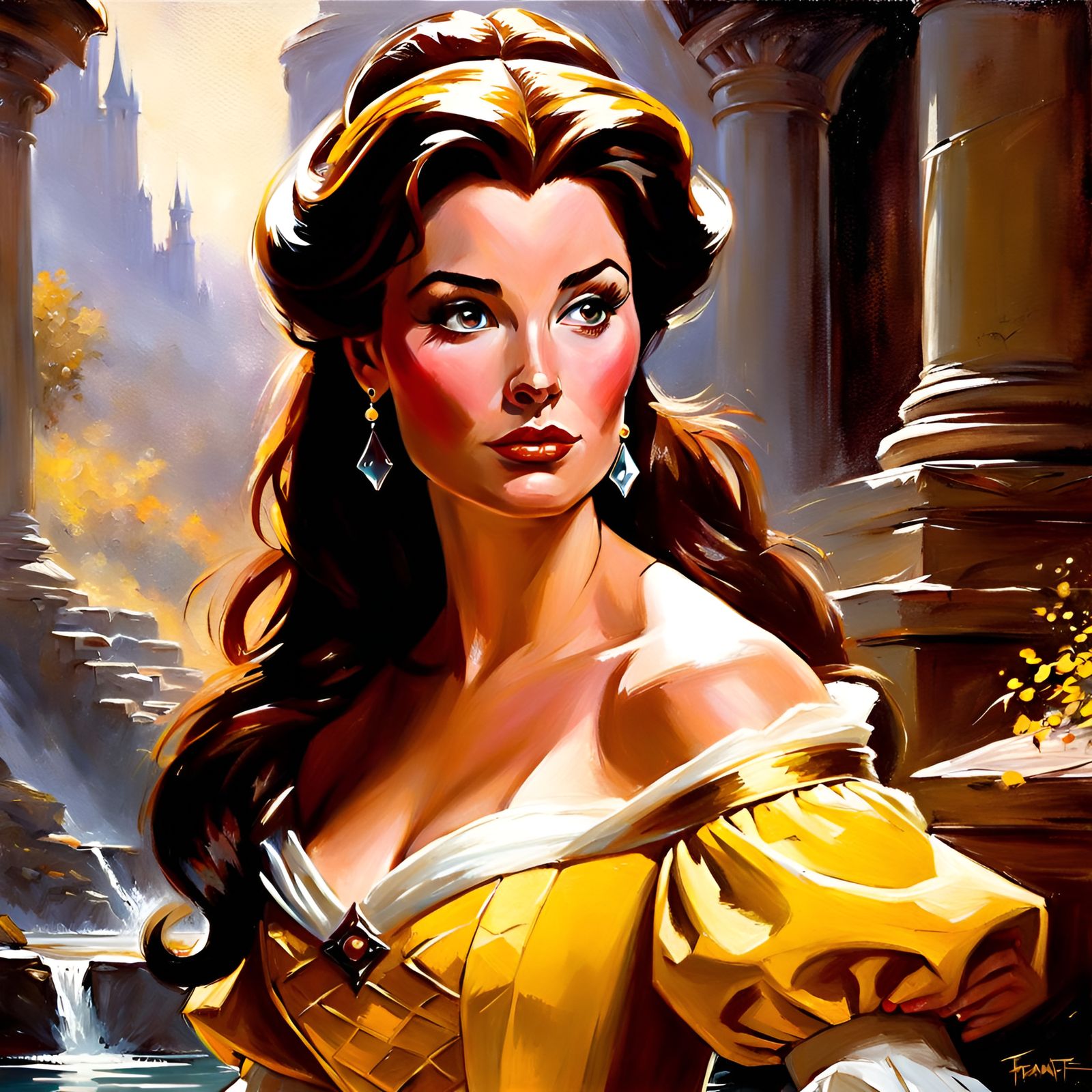 Realistic Oil Painting of Princess Belle