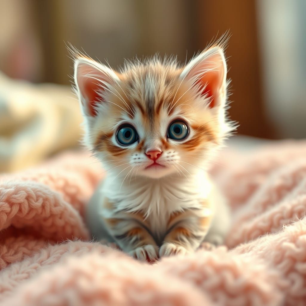 Whimsical Kitten Portrait in Vibrant Colors