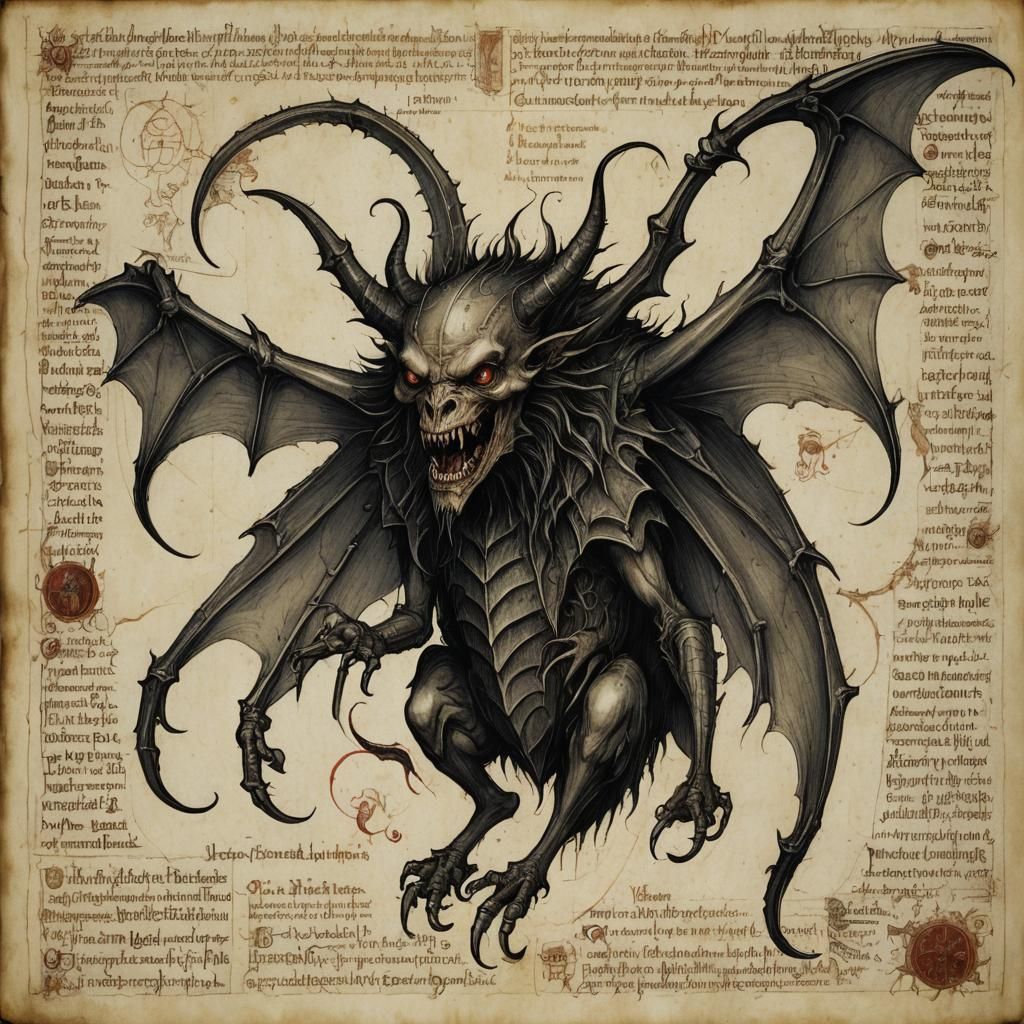 Vampire in Da Vinci Style Bestiary Entry