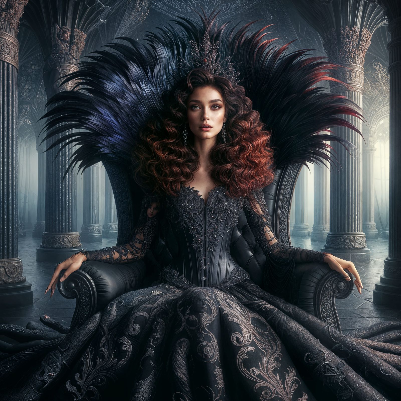 Ethereal Queen of the Underworld Reigns Supreme in Ebony Thr...
