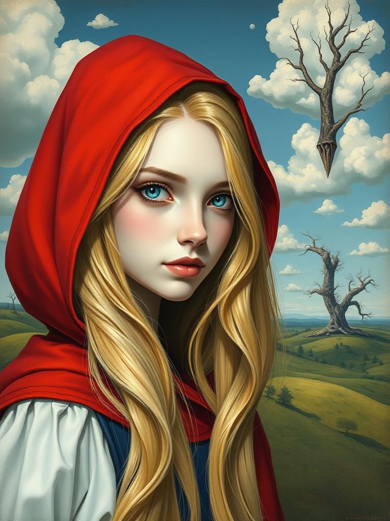 Snow White Rapunzel Hybrid in Surrealist Style