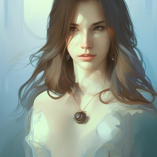 Detailed Portrait of Woman in Digital Art Style