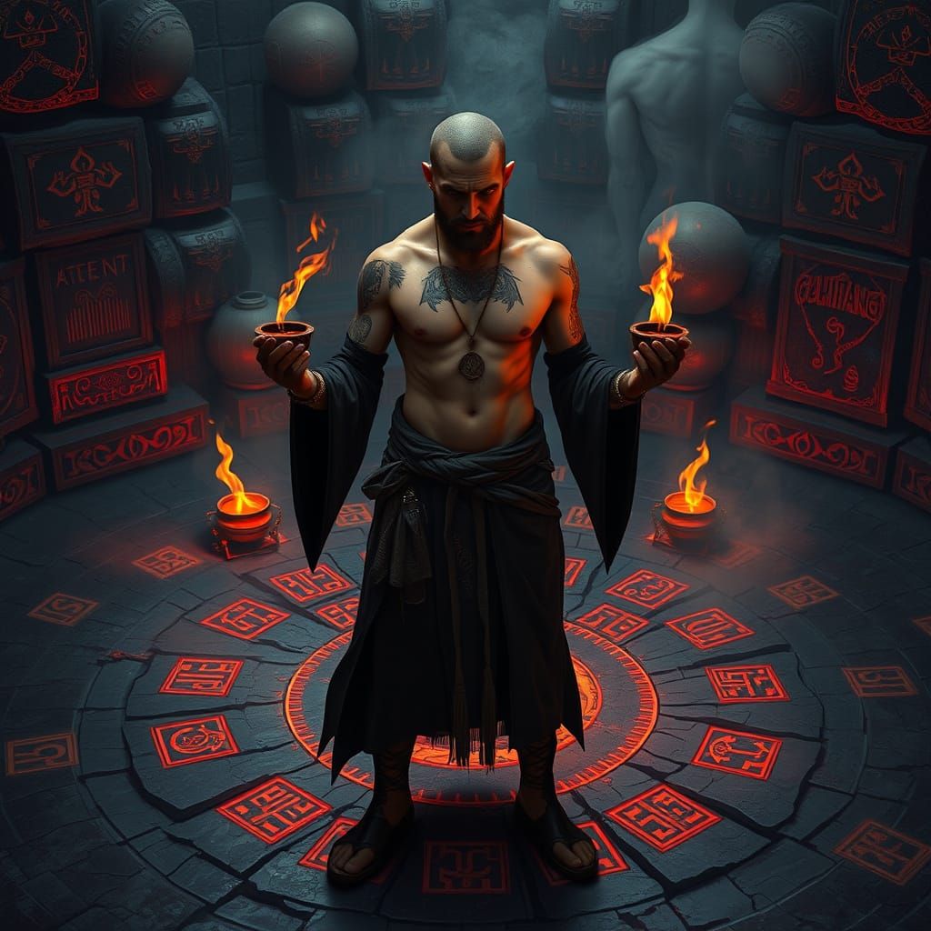 Goth Warrior in Arcane Ritual Pit