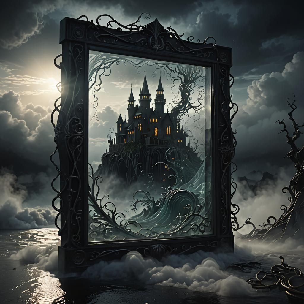 Eerie Glass A Shape in Dark Fantasy 3D Render