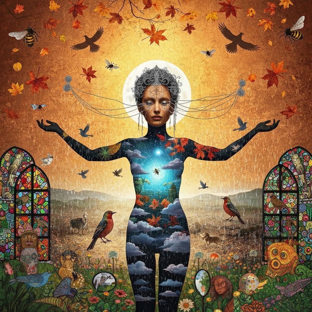 Mystical Shaman in Bioluminescent Frozen Oasis