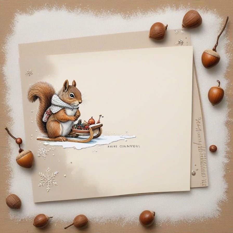 Squirrel's Christmas Wishes in Victorian Style