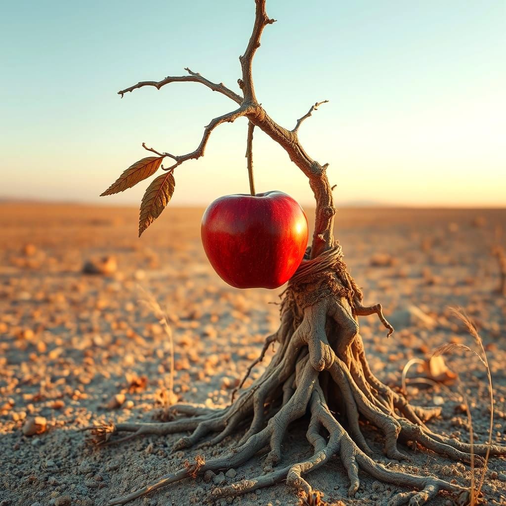 Forlorn Apple Amidst Arid Landscape