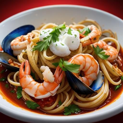 Seafood Linguine in Fiery Tomato Sauce