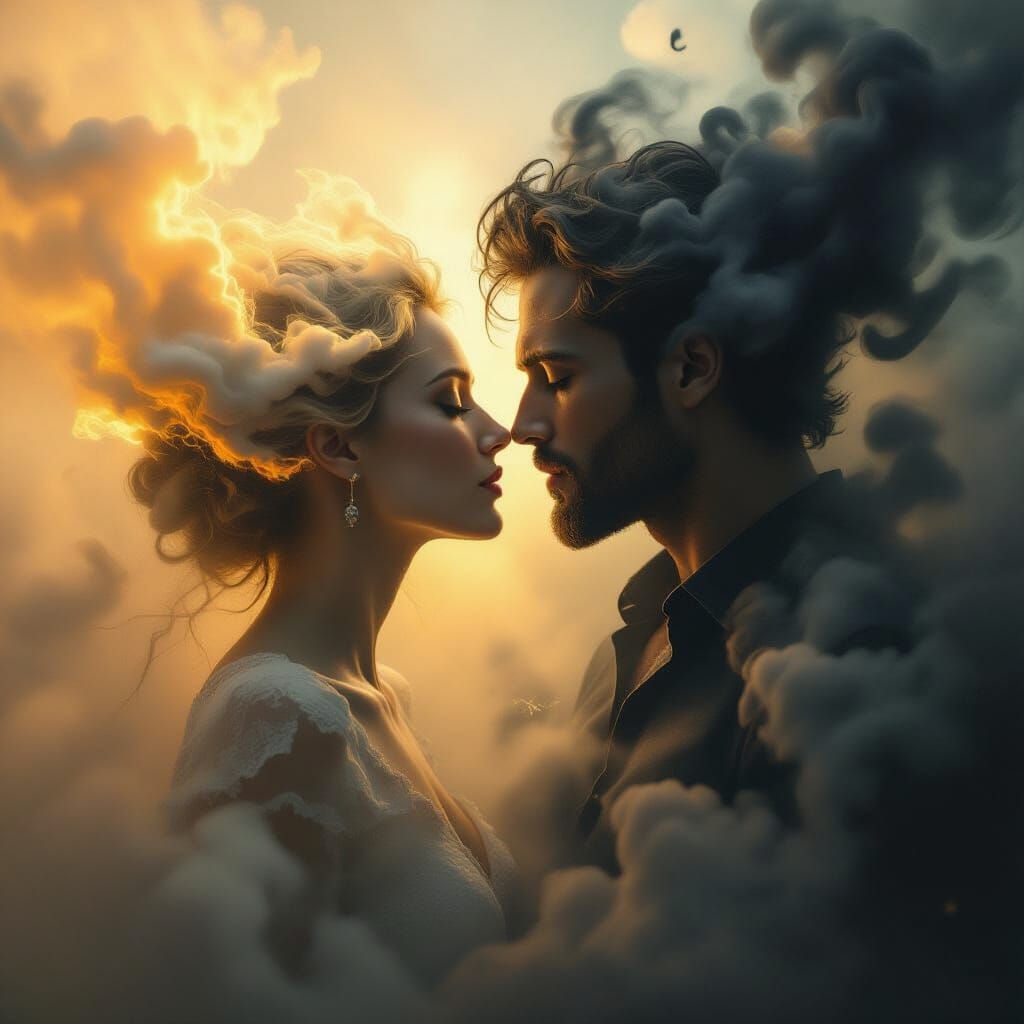 Ethereal Mist Storms Colliding in a Kiss