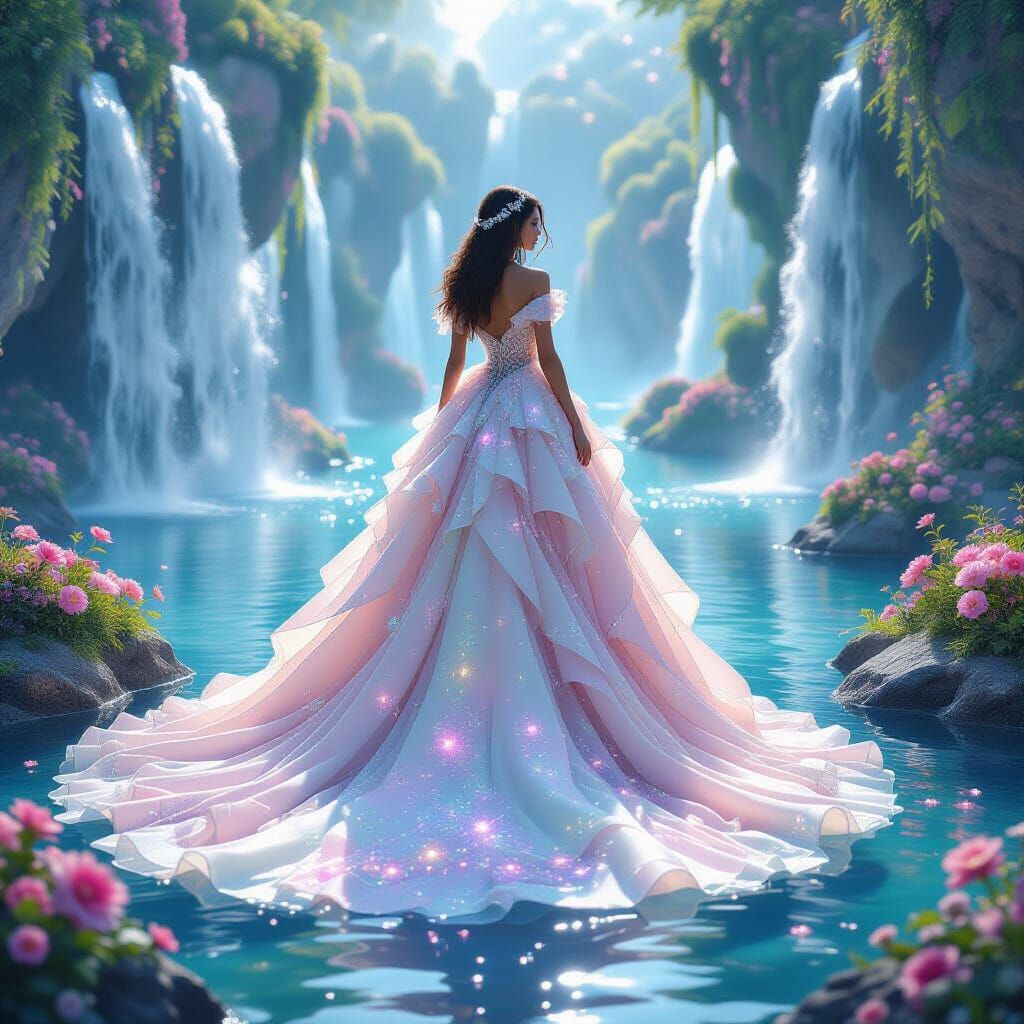 Celestial Garden: Girl in Ethereal Couture Gown