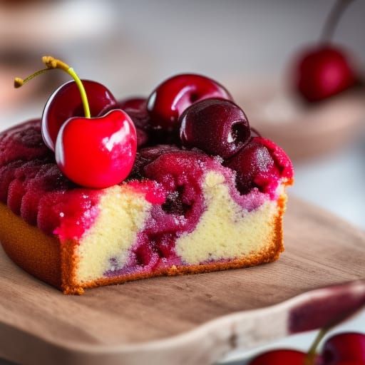 Delicious Cherry Cake, Professional Photography Style