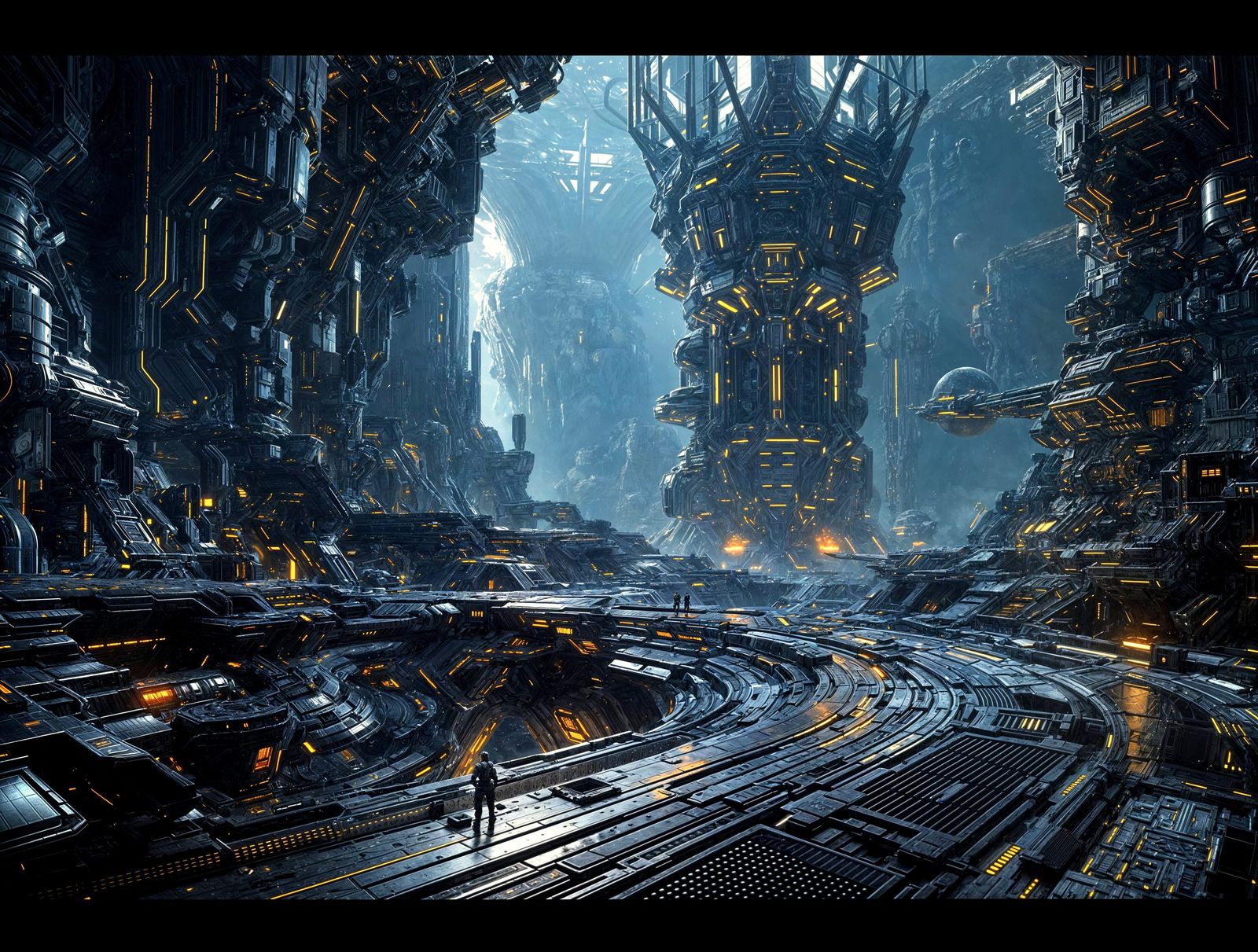 Epic Sci-Fi Landscape with Fractal & Zentangle Designs