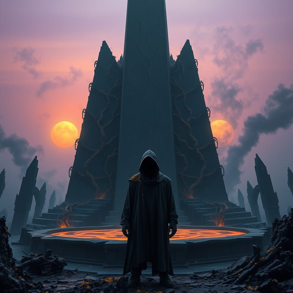 Monumental Figure in Post-Apocalyptic Landscape