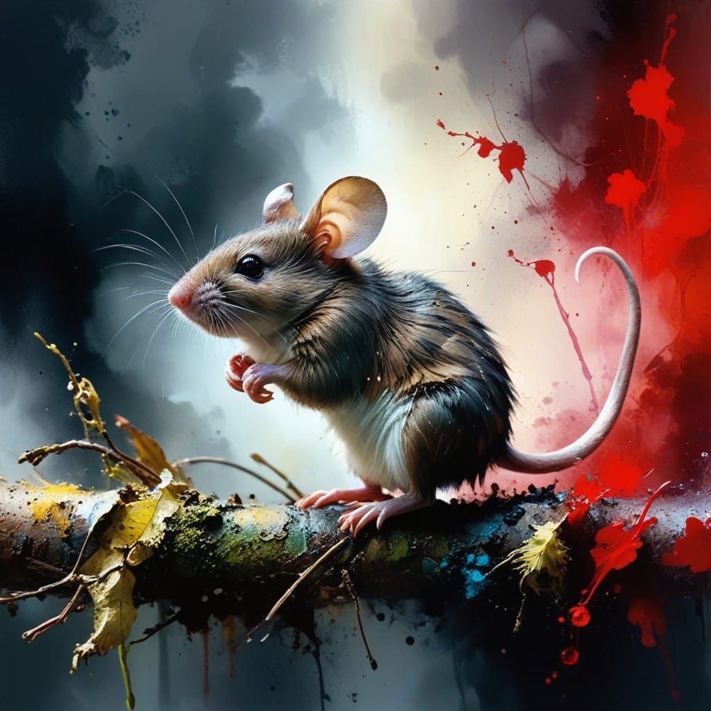 Mouse Portrait in Whimsical Oil Painting Style