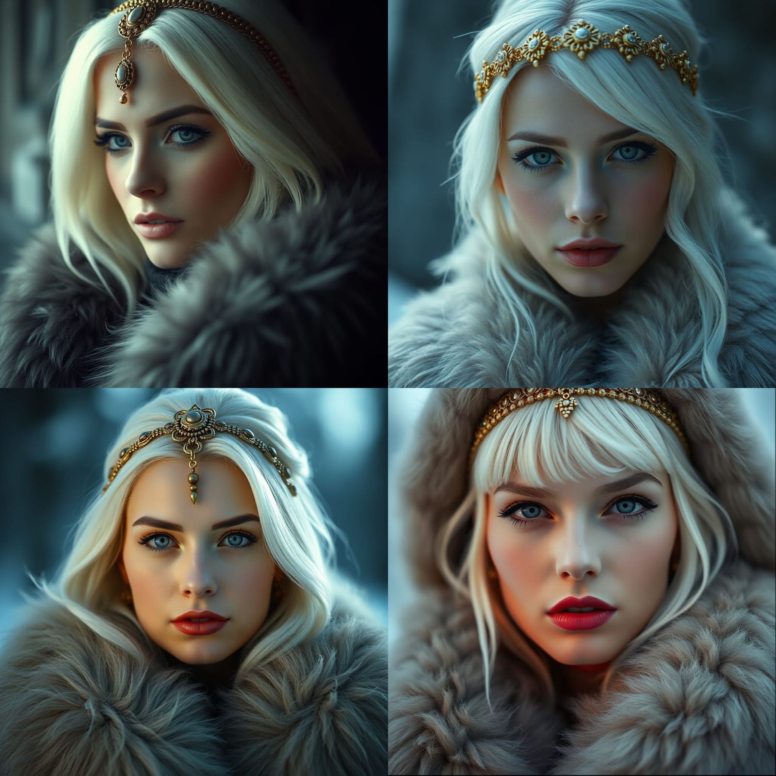 Elegant Woman with White Hair in Cinematic Style