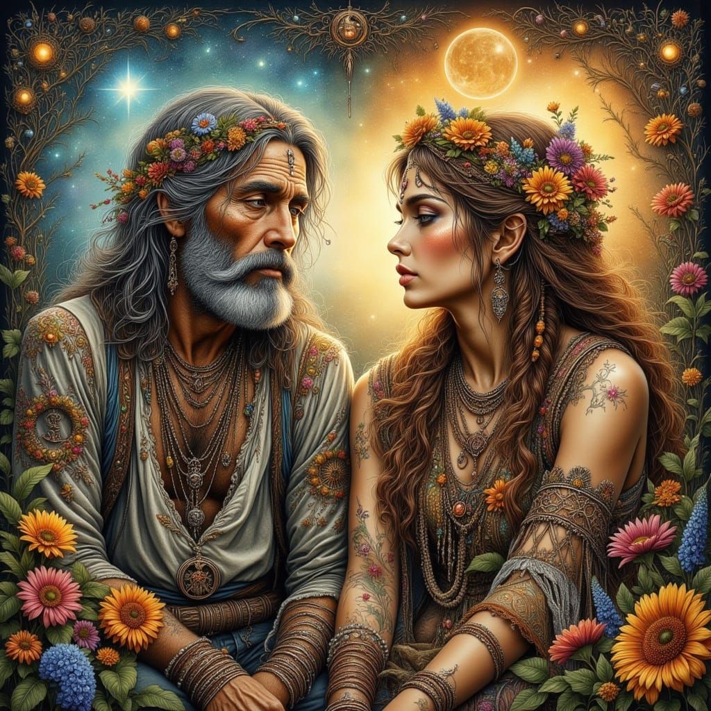 Astral Couple in Painterly Celestial Planes